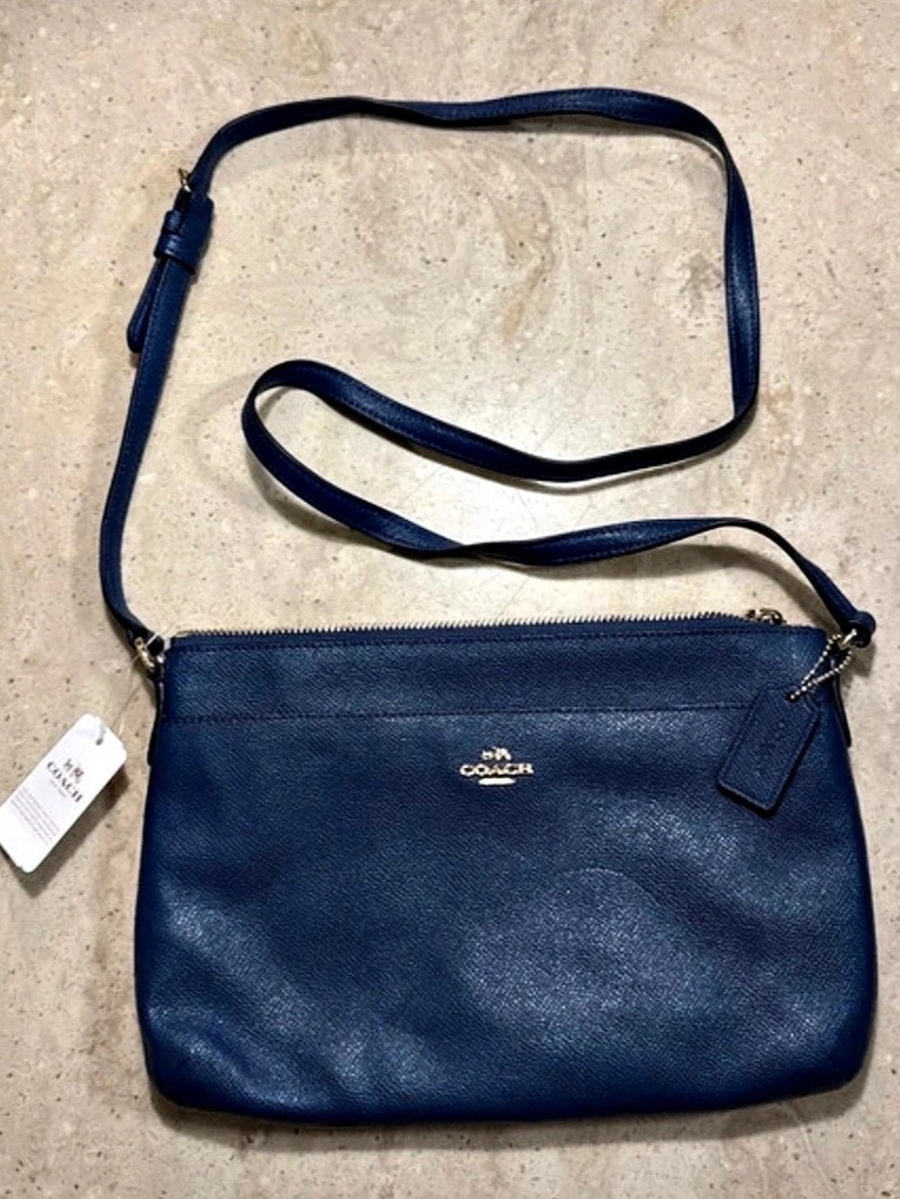 Coach Crossbody Pouch in Crossgrain Leather Blue Color Block Crossbody NWT